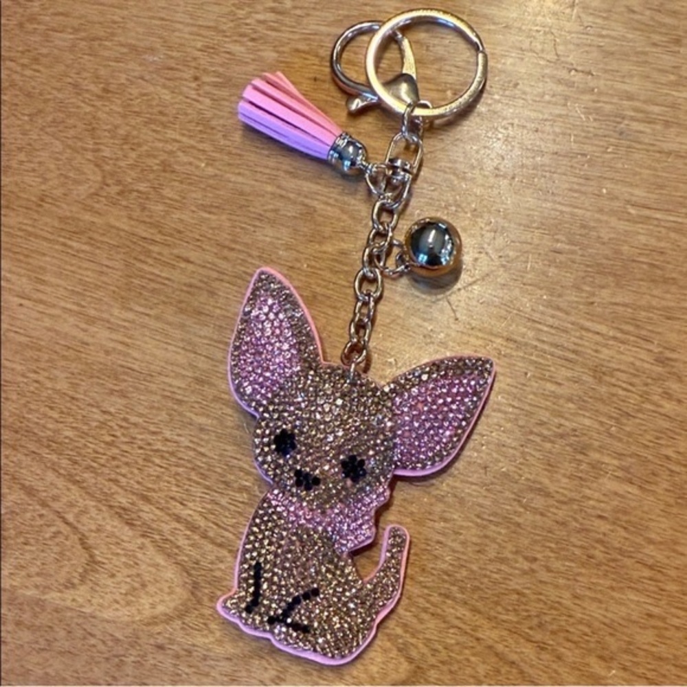 Sparkling Pink Dog Keychain